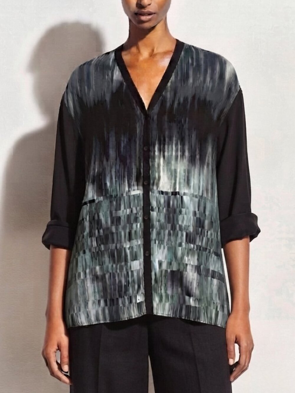 Elie Tahari Mixed Media Silk and Modal tunic / blouse